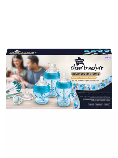 Advanced Anti-Colic Newborn Baby Bottle Starter Kit, Blue