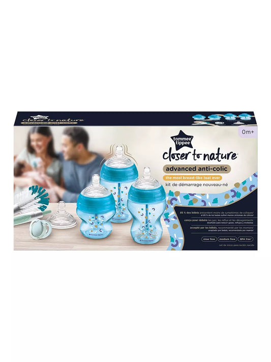 Advanced Anti-Colic Newborn Baby Bottle Starter Kit, Blue