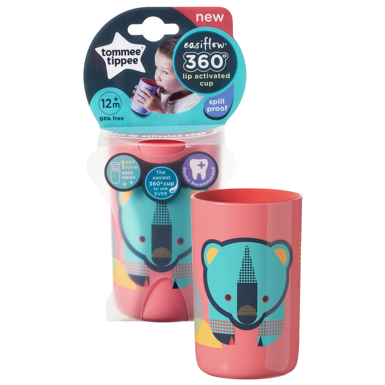 Easiflow Tumbler 360 Beaker Cup 250ml x 1 -Blue/Pink