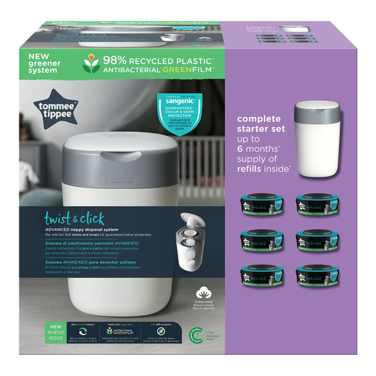Twist and Click Nappy Bin Starter Set White